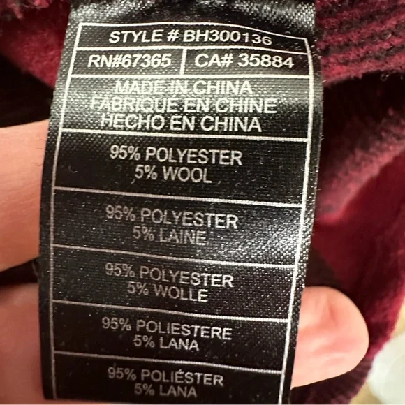 BB Dakota Anthropologie Eldridge Buffalo Plaid Jacket Shacket Dark Red Large - Picture 10 of 16